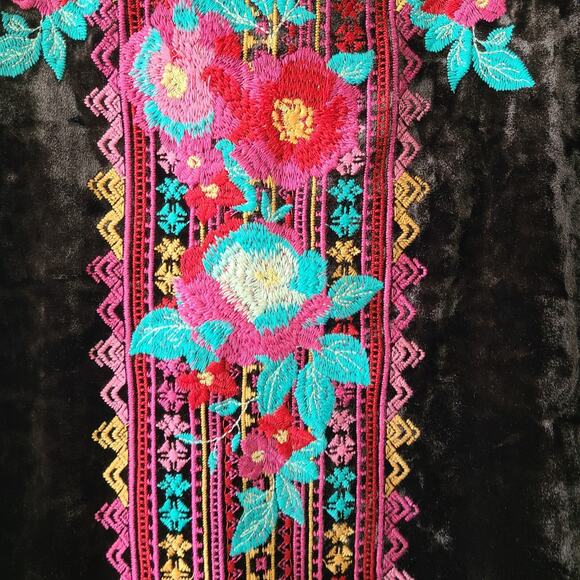 Velvet Embroidered Boho Women Dress Size Small   Festival Hippie Indie Andree - Picture 3 of 12